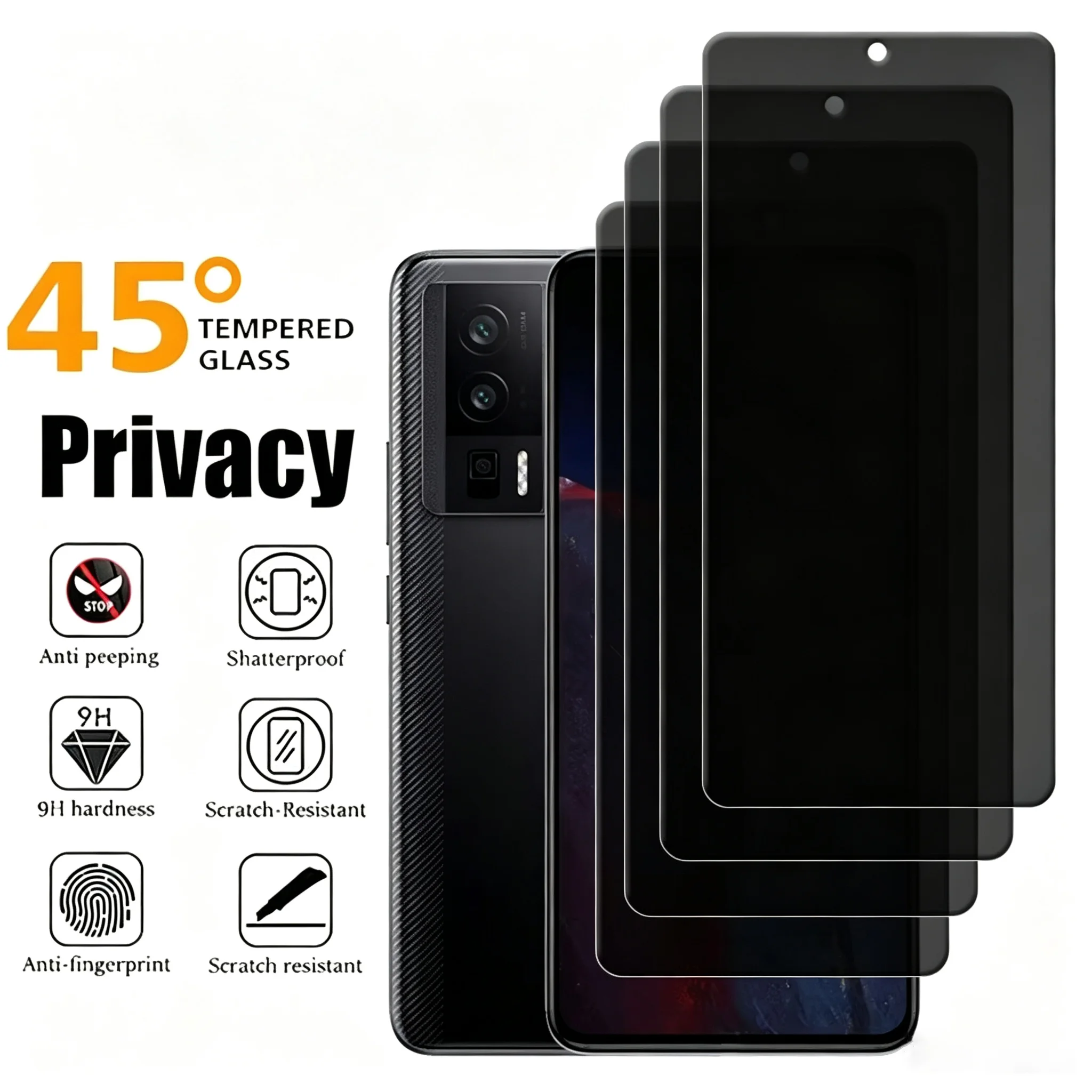 1-4PCS Privacy Screen Protector Tempered Glass For Poco X7 Pro X6 X5 X8 Pro Max F7 F4 F3 C65 C75 M7 M6 Anti-Spy Protective Film