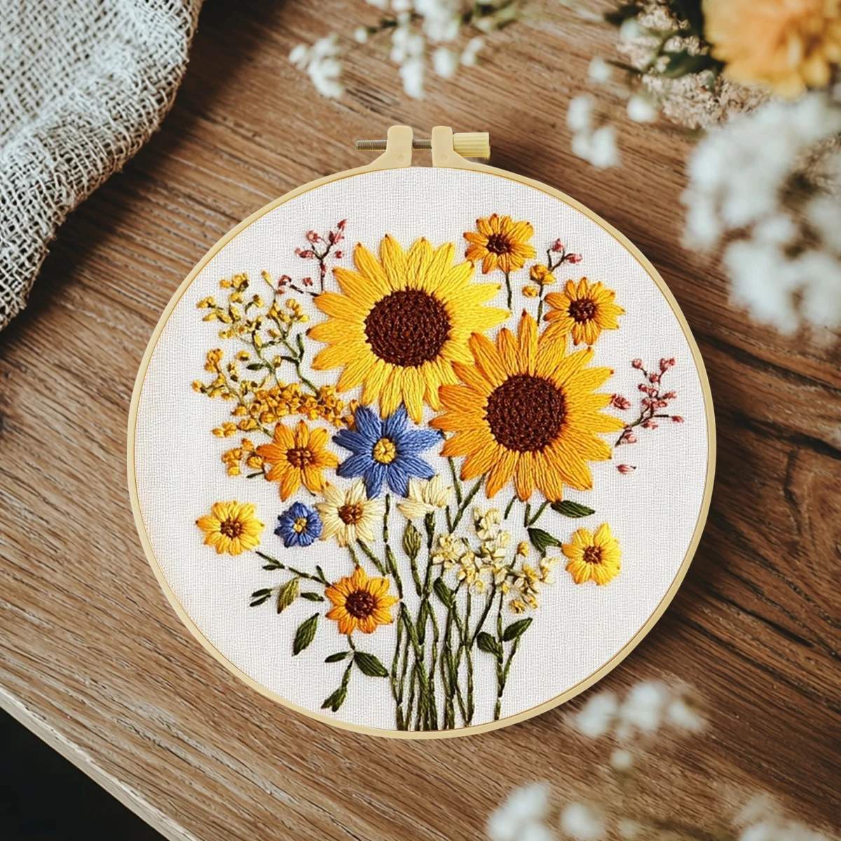 Das wunderschöne Blumen-DIY-Stickset für Anfänger ist zum Drucken, Nähen, Kunst, Basteln, Malen und Heimdekoration konzipiert – Detail 1