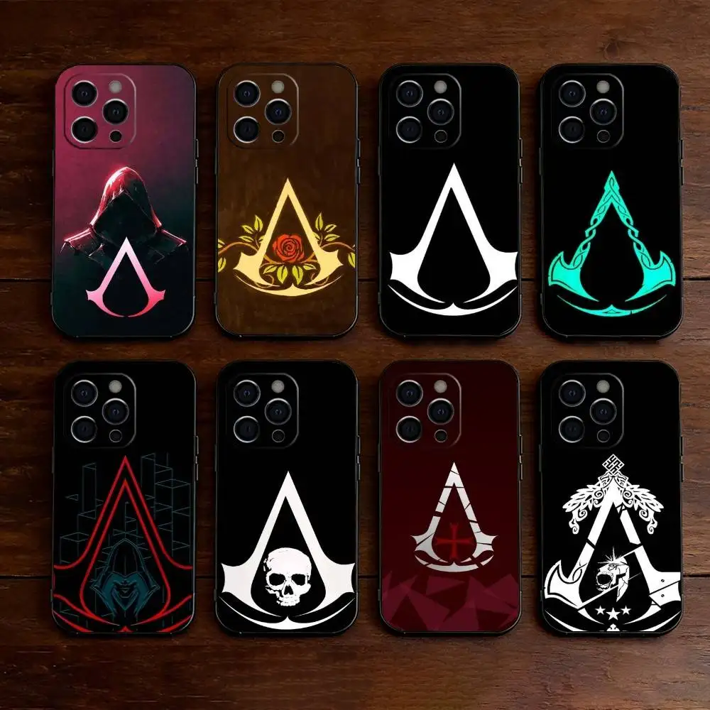 A-Assassin Creed Logo Graphic Phone Case For iPhone 17,16,15,14,13,12,11 Plus,Pro Max,XS,Soft Silicone Black Cover