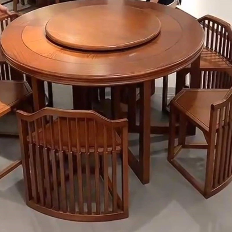 

New Chinese ebony solid wood dining table and chair combination integrated hidden table bottom home restaurant B & B