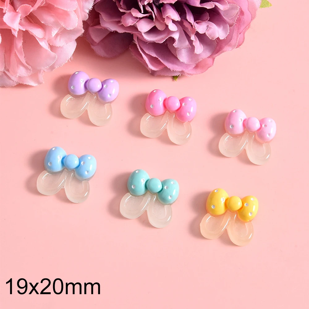 10PCS Noctilucent Bow Ears Series Resin Flat Back Cabochons For Hairpin Scrapbooking DIY Jewelry Craft Decoration Accessories