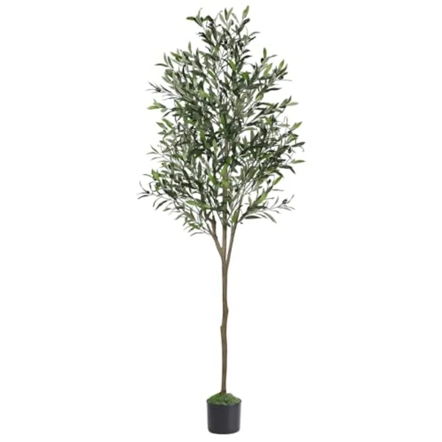 

Olive Trees Artificial Indoor, 6Feet Tall Faux Olive Tree with White Planter, Artificial Plants with Lifelike Fruits and Realis