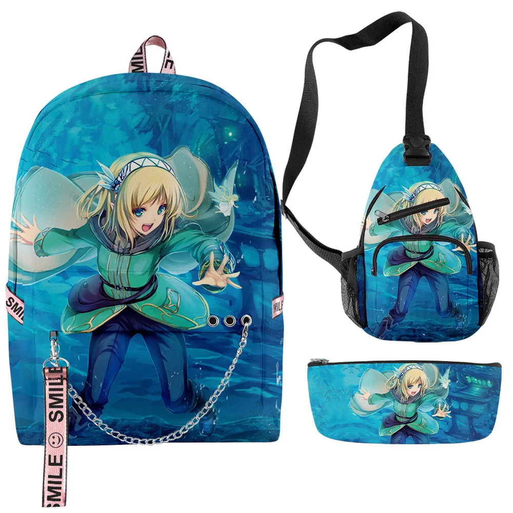 Classic Novelty Creative Cool WORLD OF LEADALE 3D Print 3pcs/Set School Bags multifunction Travel Backpack Chest Bag Pencil Case