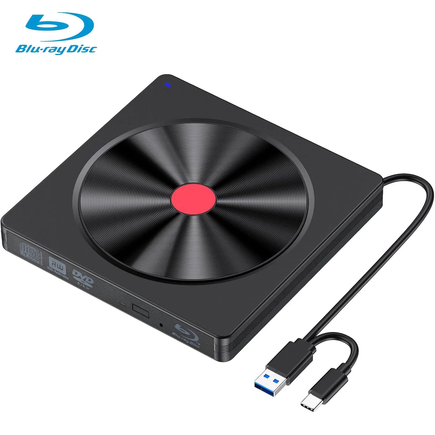 Extern Blu-ray-drive, USB 3.0 en Type-C BD-lezer, DVD/CD-brander – draagbare Blu-ray-speler voor laptop-pc, Windows/Linux/Mac OS