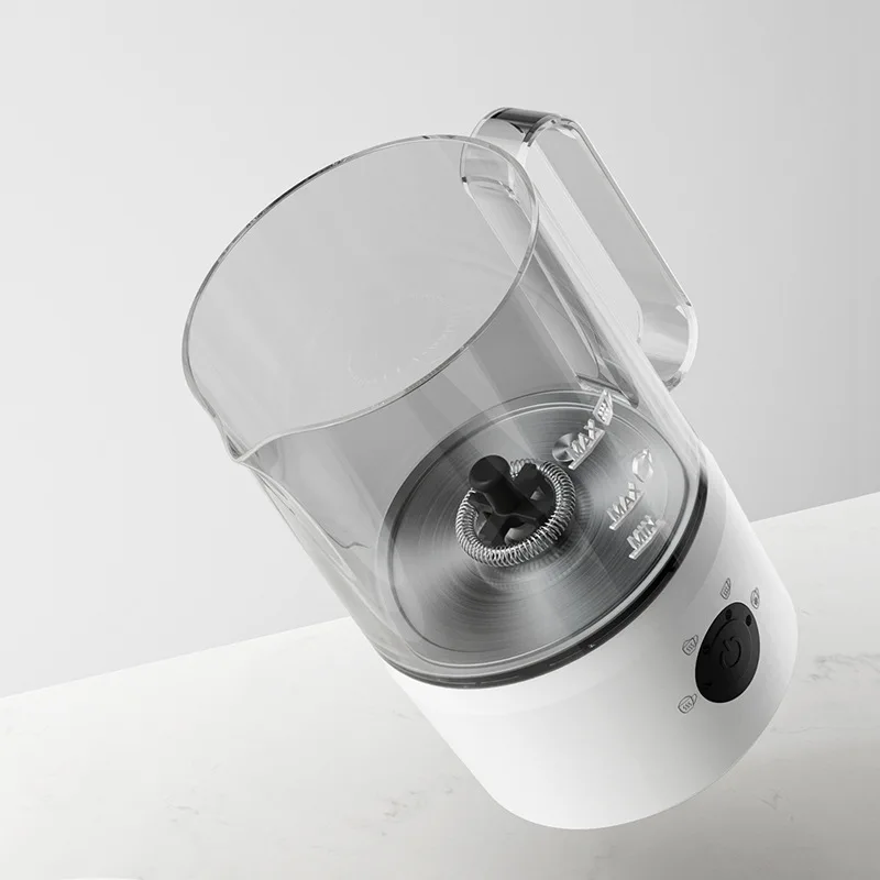 R New electric milk foam pot, automatic transparent acrylic milk frother, milk foam