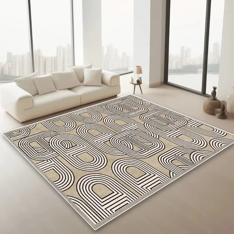 French Chain Design Area Rug Non-Slip Fluffy Plush Carpet for Living Room Bedroom Bedside Floor Mat Soft Home Decor