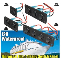 12V 1-4 Gang Universal Toggle Switch Panel USB Car Boat Marine RV Truck Blue LED Styling Accessories Marine Rocker Switch