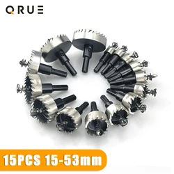 15 Pcs 15-53mm HSS Hole Saw Set High Speed Steel Drill Bit Drilling Crown for Metal Alloy Stainless Steel Wood Cutting Tool