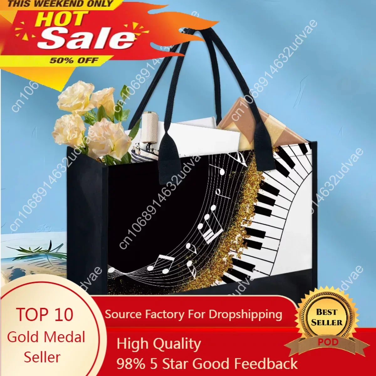 2023 Piano Notes Music Print Ladies Handbags Large Capacity Ladies Shoulder Tote Bags Female Shopping Organizer Bolsa Feminina