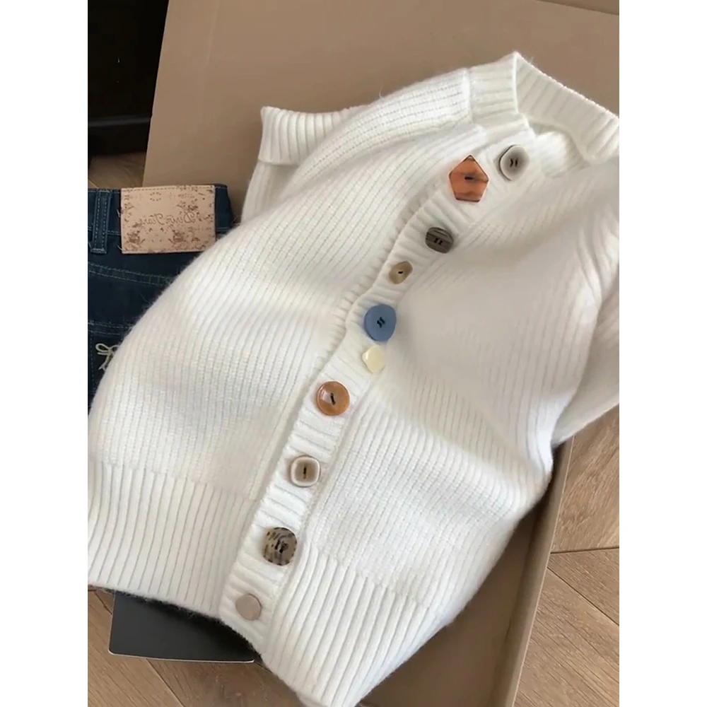 المرأة أزياء سترة مختلفة واحدة الصدر طويلة الأكمام الدافئة لينة الحياكة سترة الخريف الشتاء عارضة قمم محبوك معطف #5