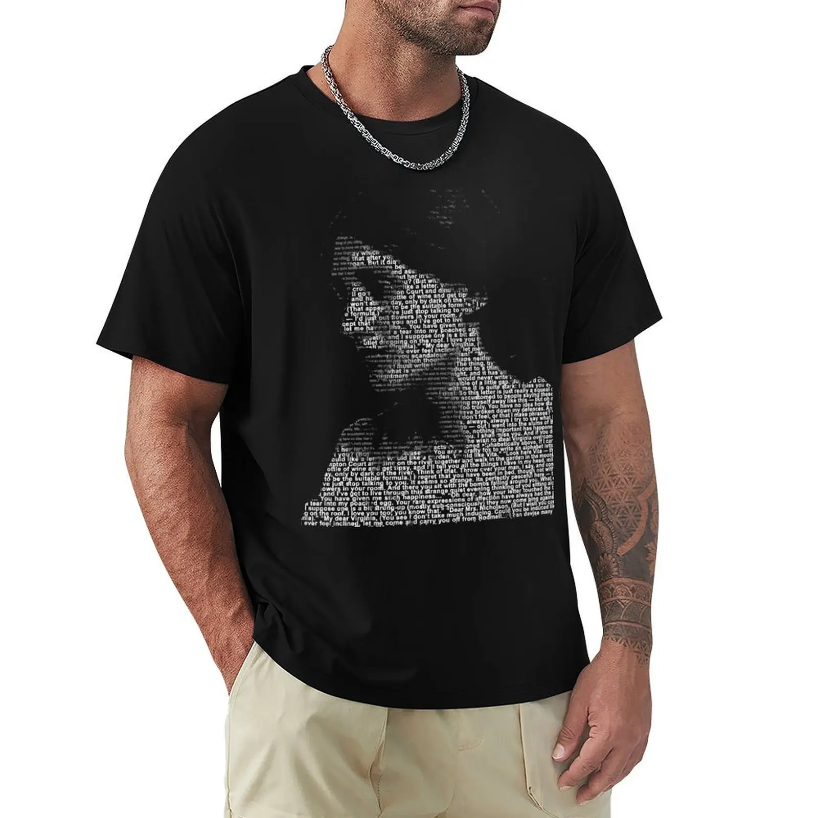 Virginia Woolf Word portrait using the love letters between her and Vita T-Shirt t shirts for man cotton T-Shirt