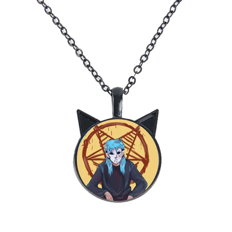 Sally Face Cosplay Necklace for Women Fans Anime Figure Poster Glass Pendant Long Chain Cat Ears Necklaces Fashion Jewelry