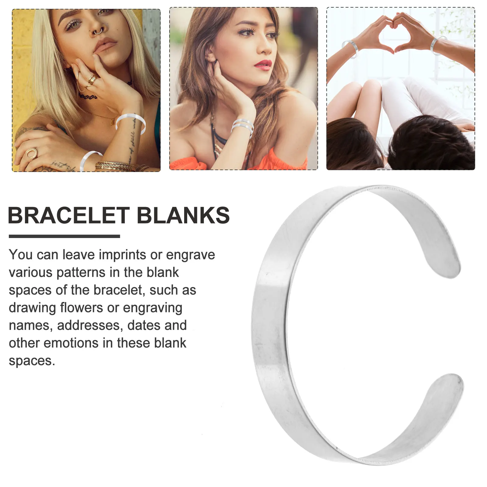 

10Pcs Stainless Steel Curved Bracelet Blank Cuff Blanks for DIY Jewelry Making Stamping Engraving Adjustable Bracelet Blanks