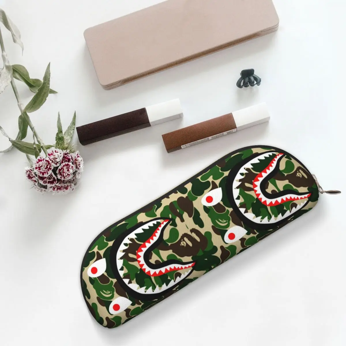 

Shark Camo Pencil Cases Pencil Pouch Storage Stationery Supplies Big Capacity Pen Box Pencil Bag for Kids Gifts