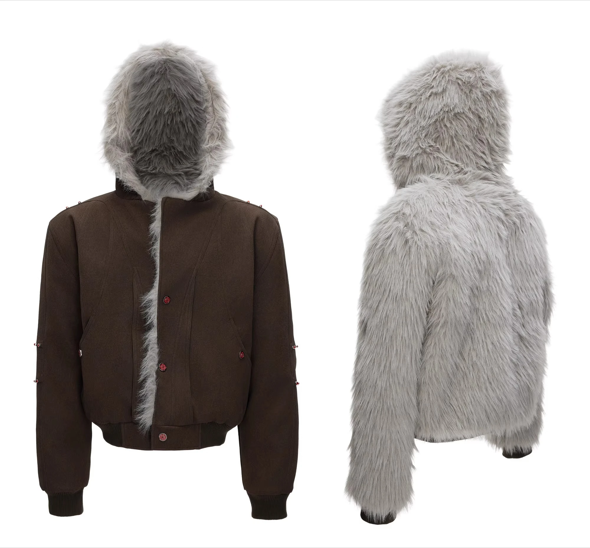 เสื้อพาร์กาผู้ชายแบบมีฮู้ด แขนยาว สีพื้น รุ่นใหม่ ฤดูหนาว ปี 2025 เสื้อโค้ทหนา ทันสมัย โดดเด่น หล่อ อุ่น สวมใส่สบาย ทรงหลวม เก๋ไก๋