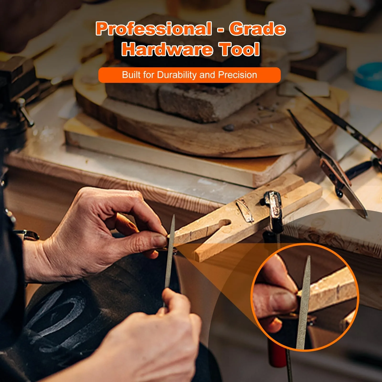 6-teiliges Metall-Nadelfeilen-Set Kleine Präzisions-Minifeilen für Entgraten, Formen und Glätten von Metall, Holz, Kunststoff mit Ergonomischem Griff – Detail 6