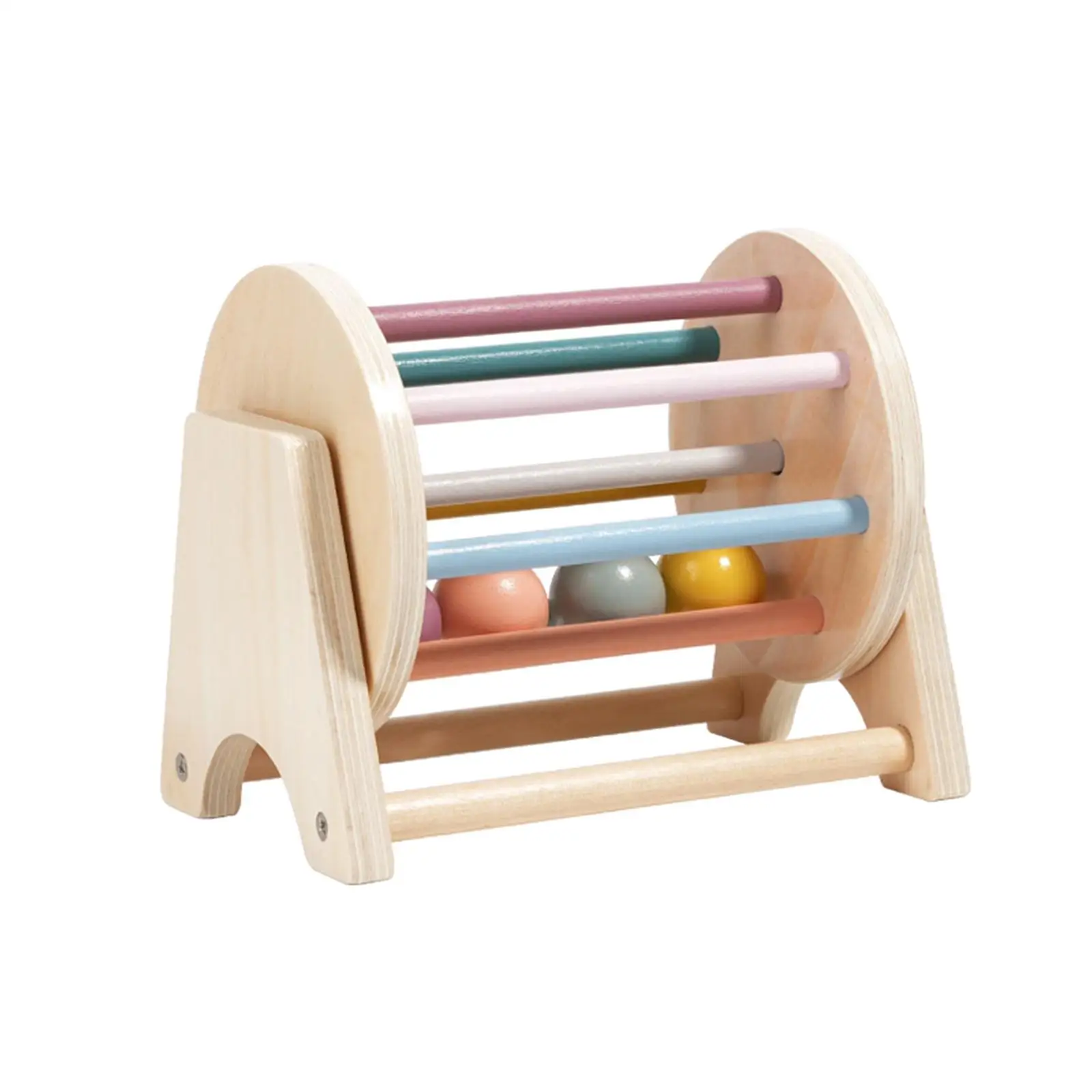 Madeira Rolling Rattle Drum Toy, brinquedo educativo mão