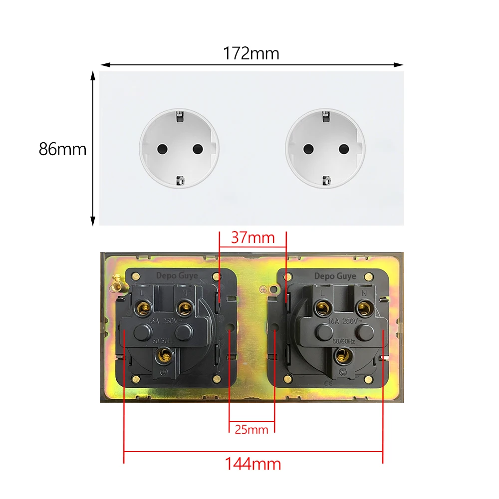 Witte Muur Toggle Lichtschakelaar 2Way Rvs Paneel Retro Messing Hendel Schakelaar 220V EU FR USB Type-c Socket Plug Voor Thuis