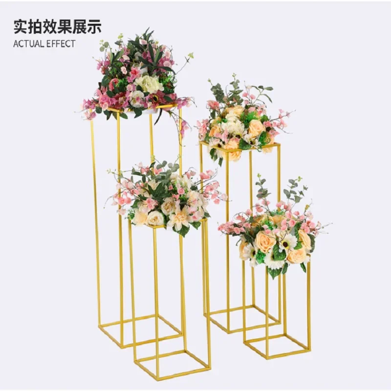 Gold Wedding Decoration 4pcs/set Iron Geometric Placed Props Road Lead T Station Supplies Rectangle Wedding Plinth