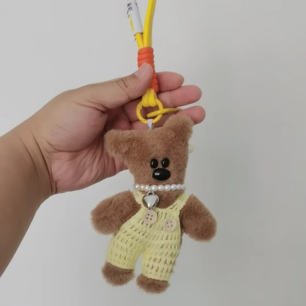 15cm Lovely Small Bear Toy Plush Keychains Cute Dressing Bear Backpack Pendant Car Keychain Pendant Girls Women Bag Accessories