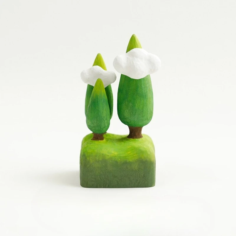 Small forest handmade wood carving small tree creative desktop ornament niche personality special gift
