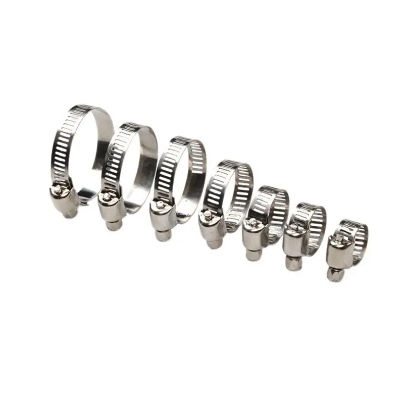 DT17 Stainless Steel Screw Band Hose Clamps 60Pcs, Adjustable 8-38mm Pipe Clamp Worm Gear Clip for Car Fuel Hose, Corrosion