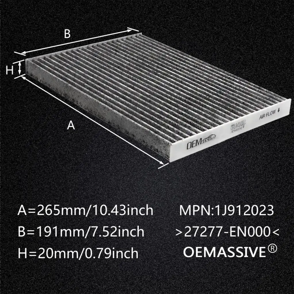 Car Pollen Cabin Air Conditioning Filter Activated Carbon 27277-EN000 For Nissan Dualis Qashqai J10 X-Trail T31 2011 2012 2013