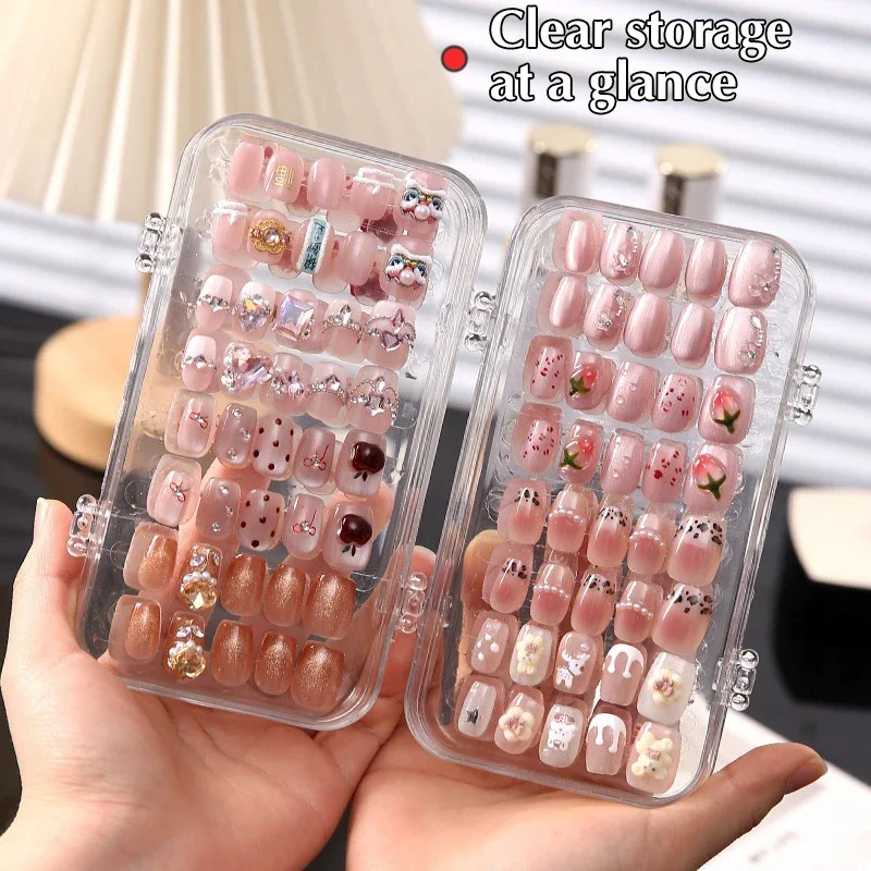 

1Pc False Nail Tips Dispaly Storage Box With Nail Tape Roll Wearable Fake Nails Showing Shelf Color Card Shown Organizer Tool