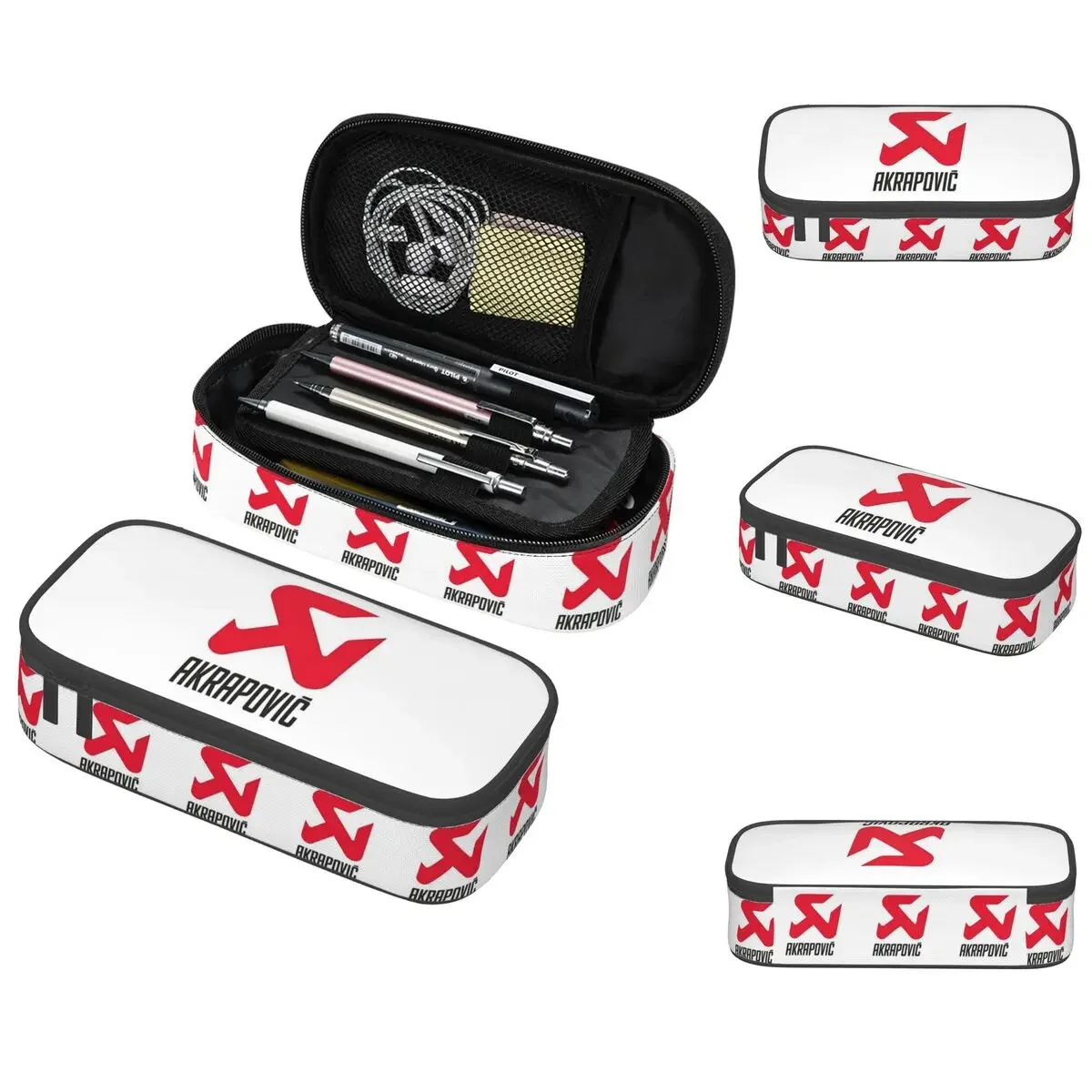 Akrapovics Logo AKS Motorcycle Exhaust Pencil Case for Kids School Pen Box Pencil Bag Stationery Supplies Pen Holder Bag