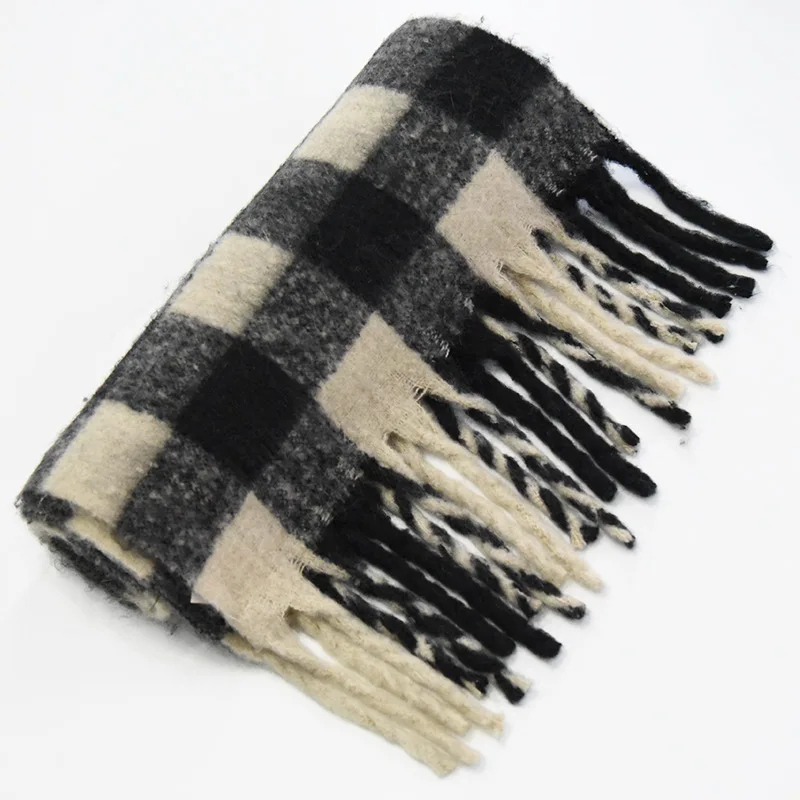 Lattice Cashmere Scarf Shawl Plaid Tassel Stoles Thick Winter Warm Blanket Scarves Female Soft Hijab 2024 Pashmina Scarf