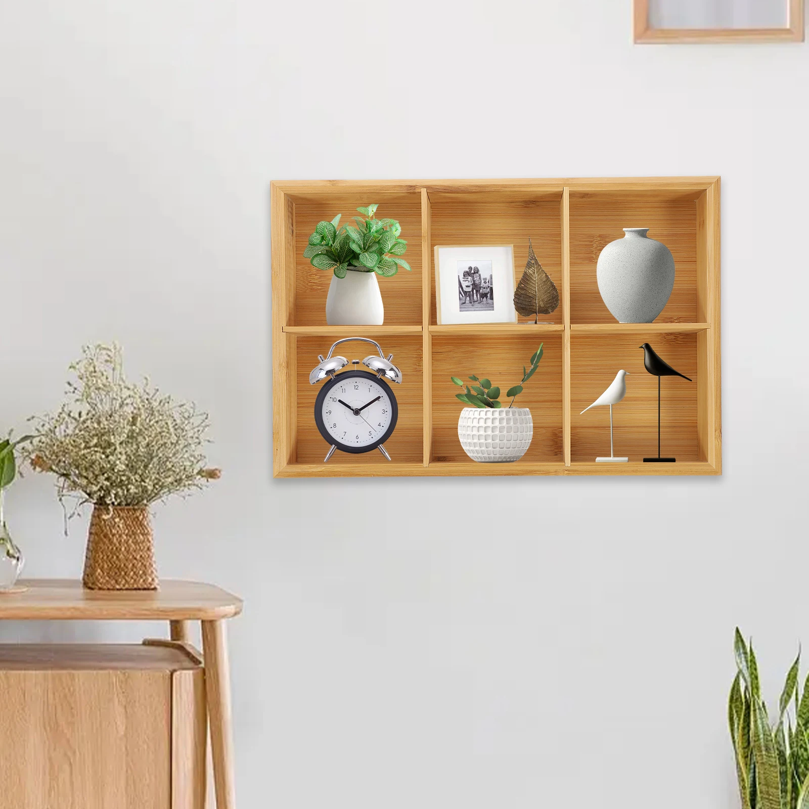 

Vintage Style Wooden Multifunction Storage Cabinet Desktop Organizer Pen Holder Wall Mounted Sundries Container for Keys