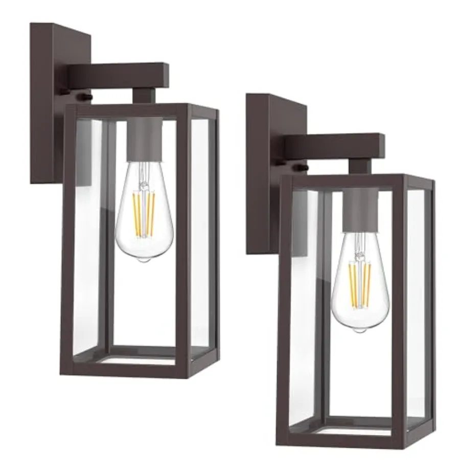 

Outdoor Wall Sconce Exterior Waterproof Wall Lantern Light Fixture Porch Light Glass Anti-Rust E26 Patio Lighting 2 Pack