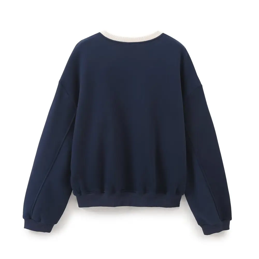 Tangada 2024 Women Fleece Sweatshirts Oversize Long Sleeve O Neck Loose Pullovers 6H0370