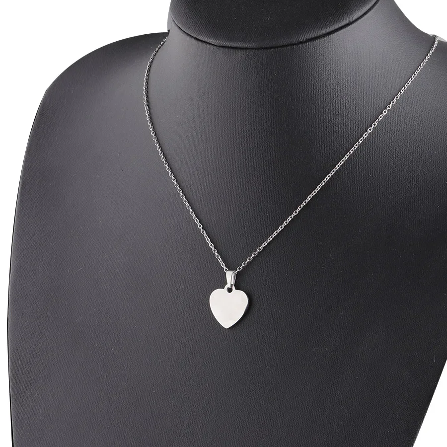 New Arrival Love Heart Pendant Necklace Mirror Polished Stainless Steel Chain Necklace For Women Gift 10Piece/lot