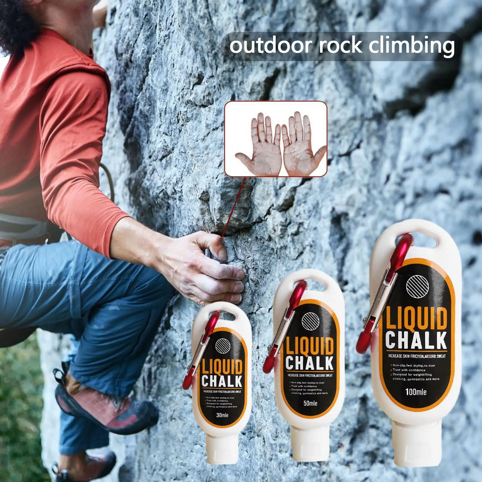 Liquid Chalk for Weightlifting Grip Sports Non Slip Magnesium Powder Anti Slip Cream for Pull Ups Rock Climbing Gym Workout