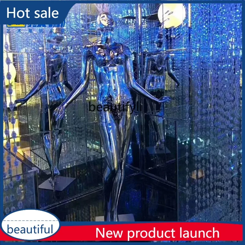 a17 Future Technology Goddess Mechanical Goddess Large Ornament Trendy Sculpture Bar KTV Fiberglass Floor Ornament