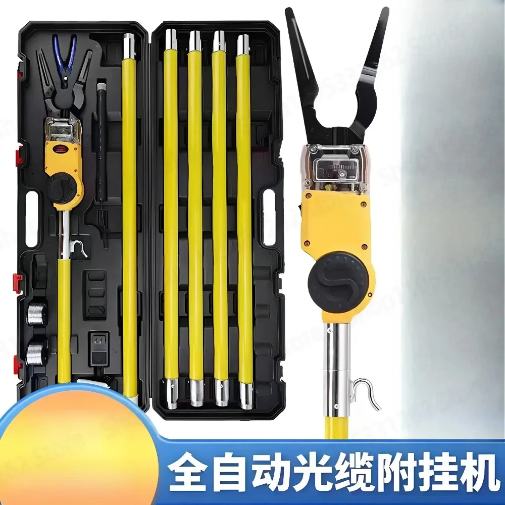 Automatic FiberOptic Lashing Machine Overhead Cable Tie Wrapping Tool for Messenger Wire Smart Optical Cable Strapping Equipment