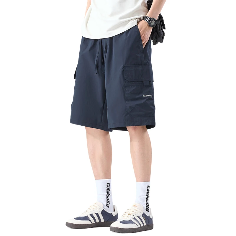 

Men's Cargo Shorts Summer Fashion Solid Color Ice Silk 5-Point Pants Comfortable Versatile Sports Casual Streetwear Quick Dry