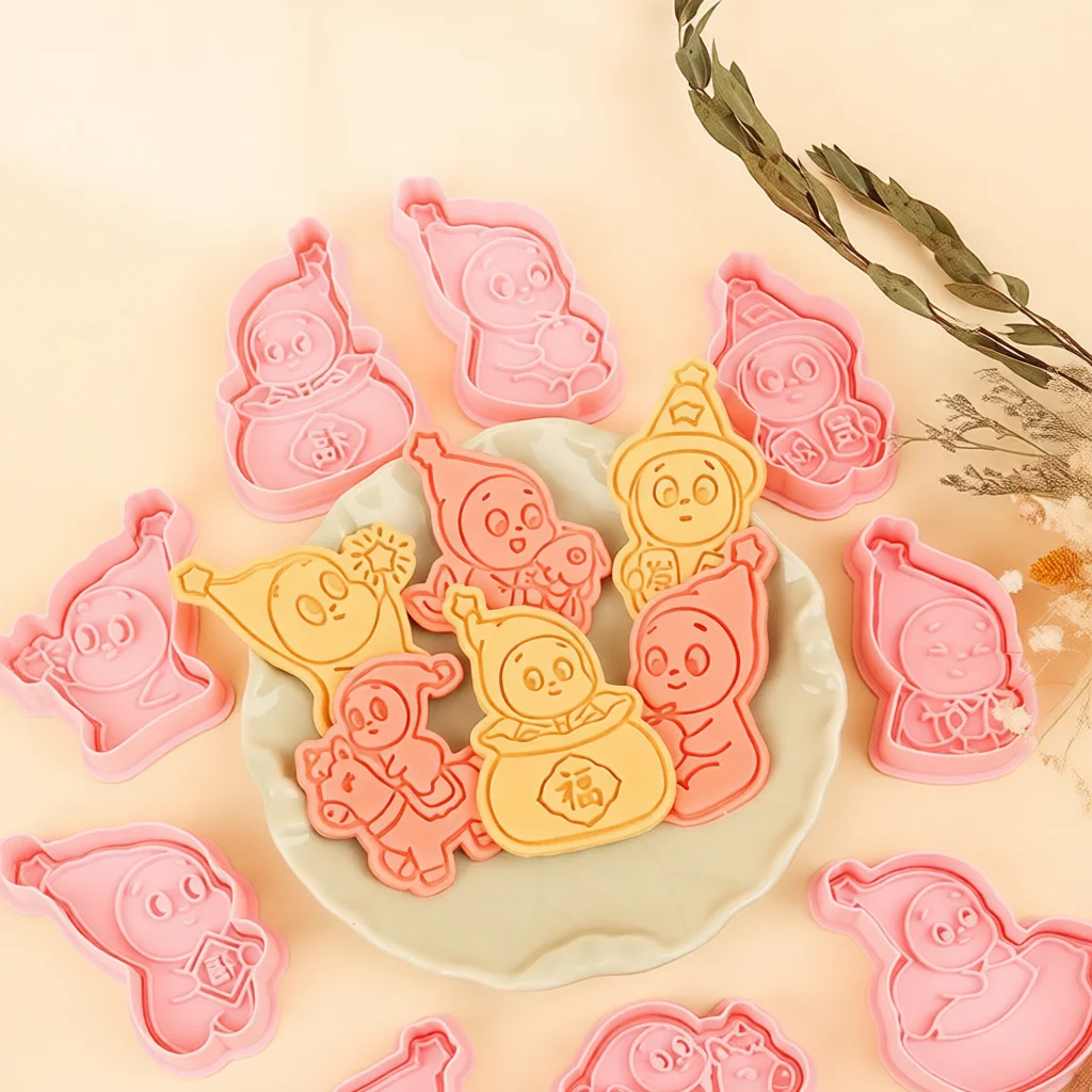 Creative 3D Cookie Mold New Year Symbol Cartoon Stamp Baking Accessory For Kitchen DIY Fondant Craft Decorate Bakeware