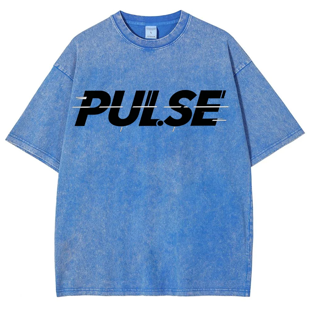 Pulse Graphic T Shirt Futuristic Typography Print Casual Short Sleeve Crew Neck Streetwear Tee for Men and Women