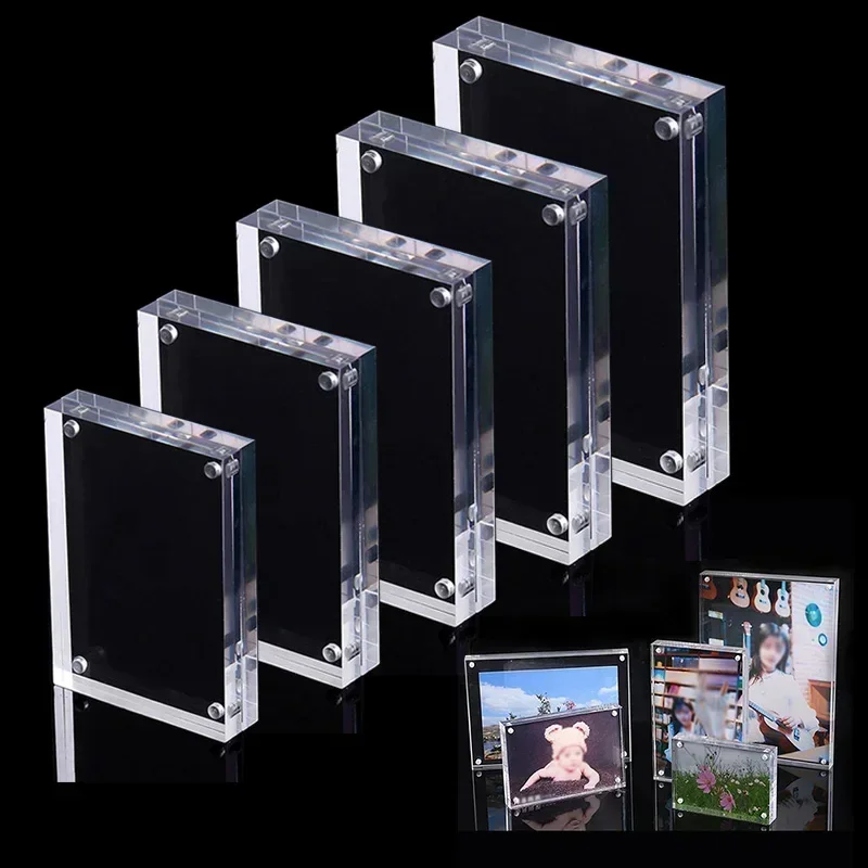 Right Angle Acrylic Photo Frame Set Square Picture Clear Frame Display Transparent 0.8+0.8cm 6*9 9*13