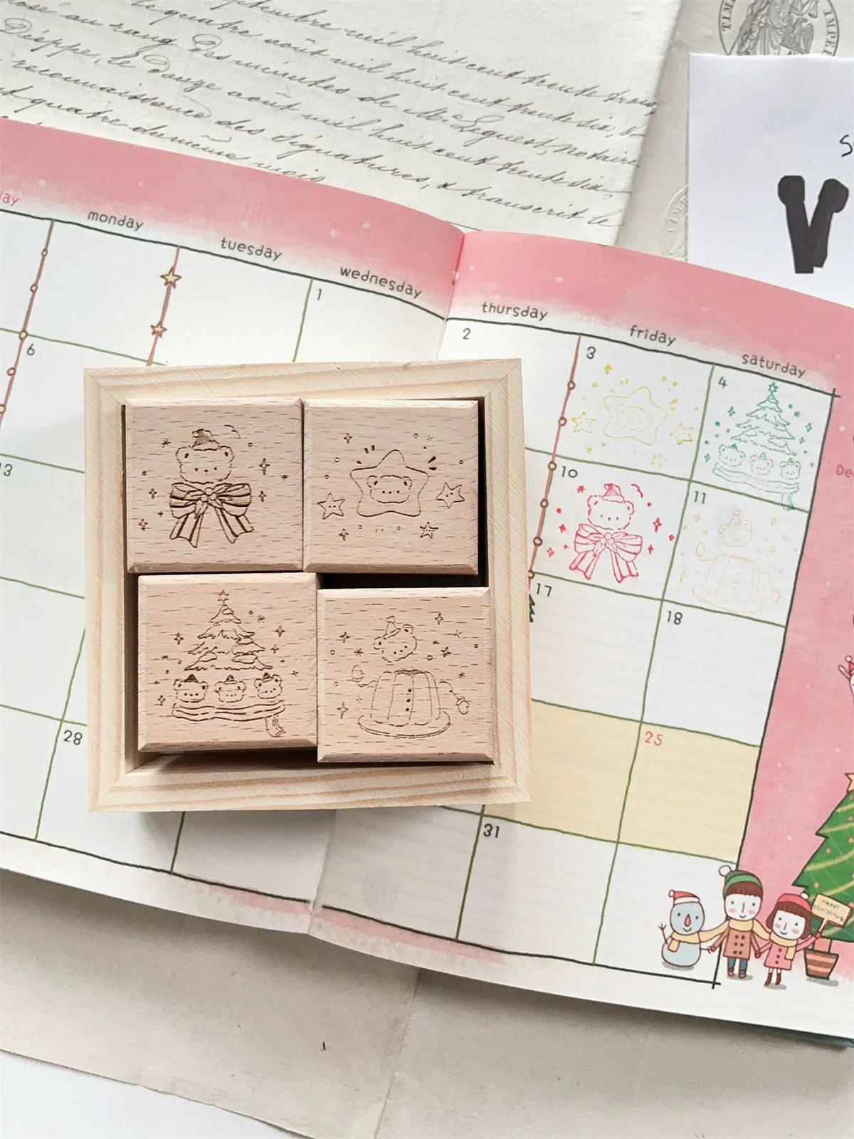 Vintage Lovely Snow Bear Wooden Rubber Stamp for DIY Scrapbooking Photo Album Card Making