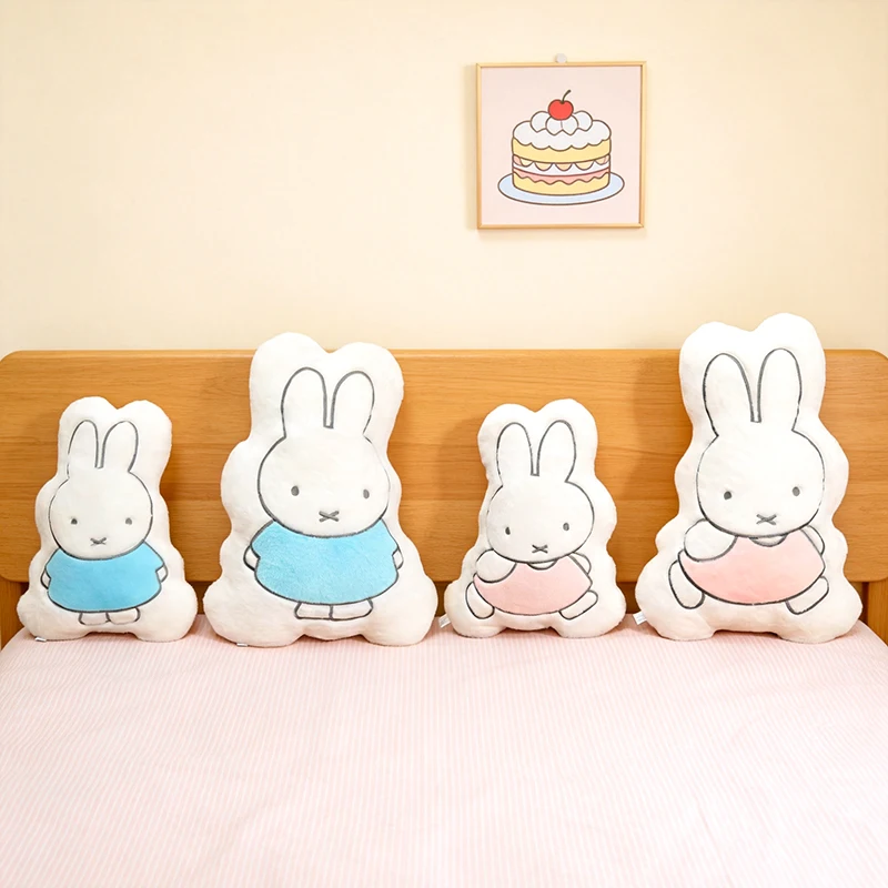 Cute Miffy Rabbit Shape Plush Pillow Soft Cartoon Bunny Stuffed Cushion Sofa Bed Decor Cute Gift for Girls Kids Holiday Present