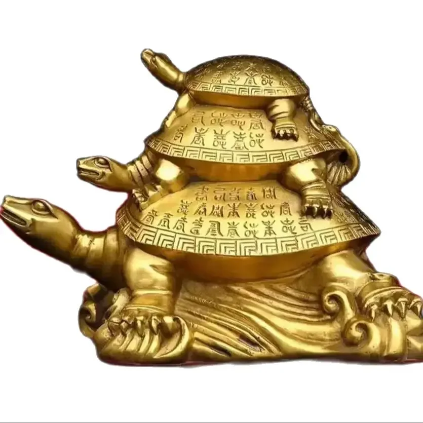 Metal brass third-generation turtle height 20cm decorative items, home and office cultural and creative ornaments