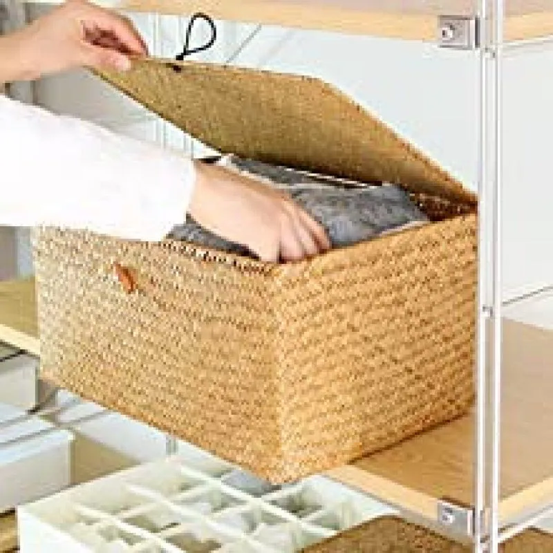 Wicker Storage Basket Woven Rattan Storage Laundry Basket With Lid