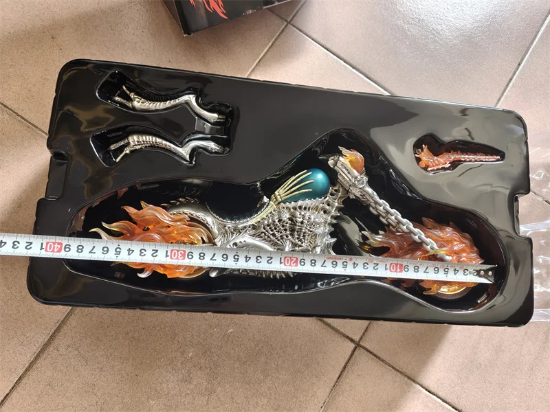 38CM Ghost Rider with Motorcycle Figure 85th Anniversary Lighting Flame Glowing Luminous Collection Figura Model Toys Gifts