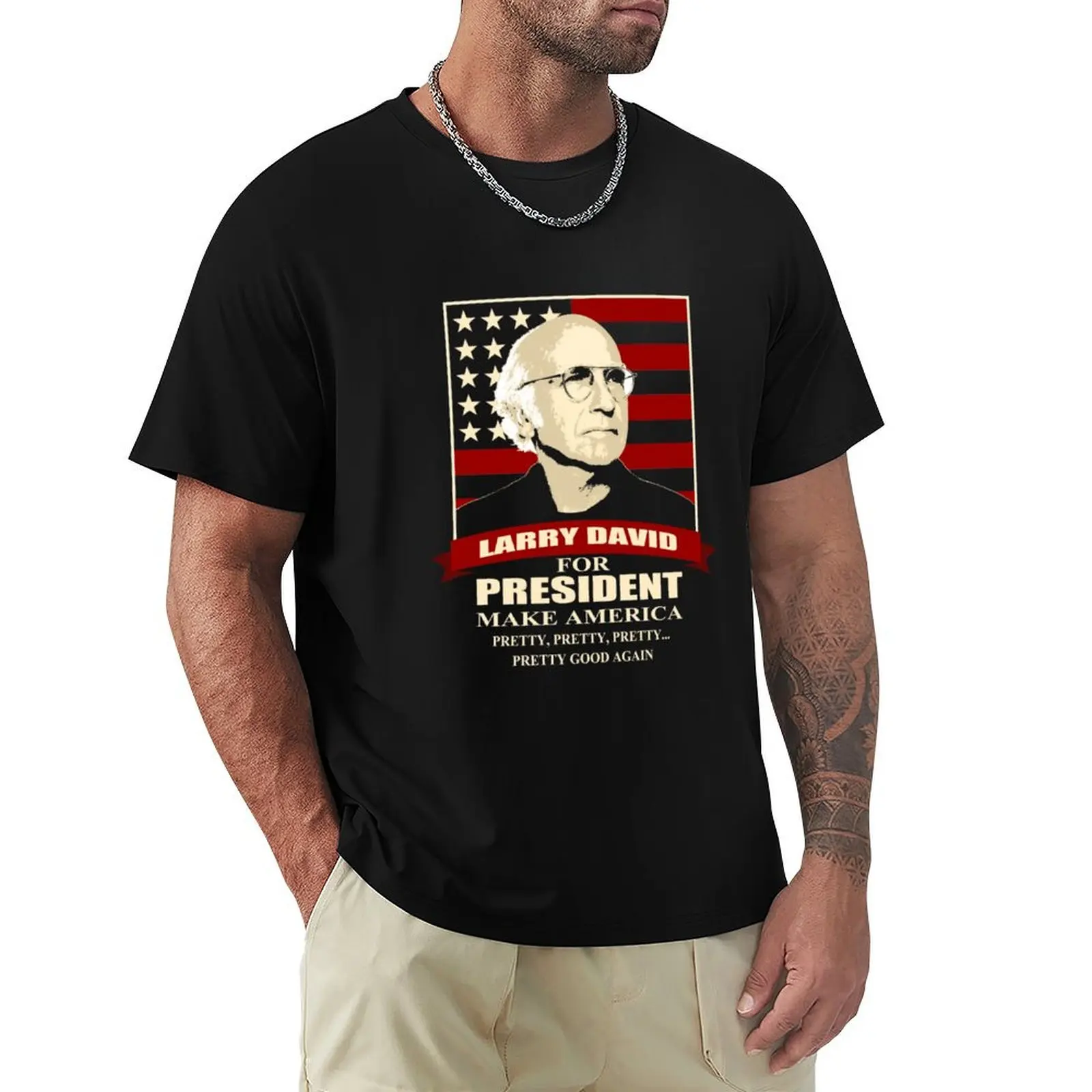 Larry David T-Shirt vintage pria, kaus ukuran besar pakaian desainer buah of the loom