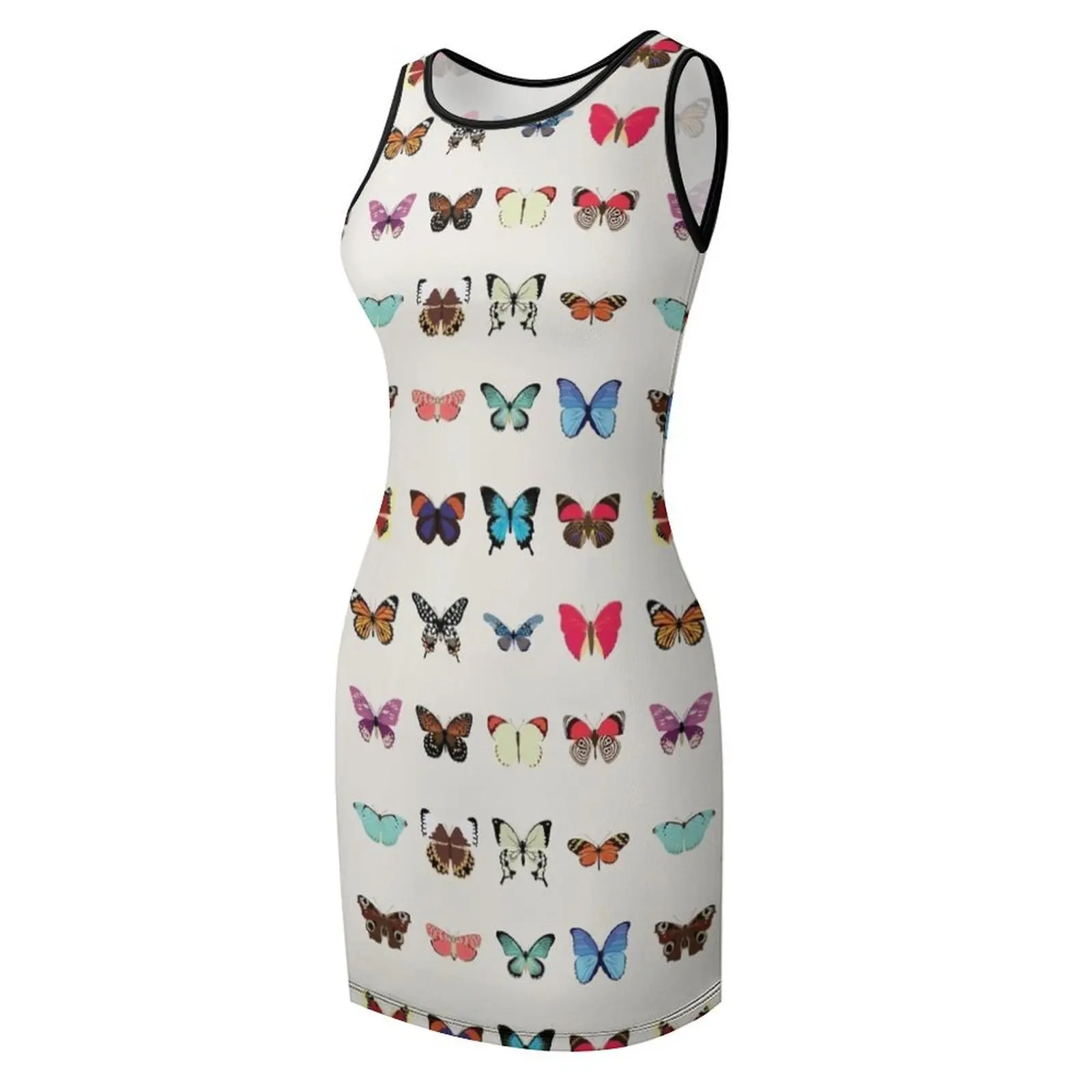 ชุดเดรสแขนกุดลายผีเสื้อ ชุดราตรีผู้หญิง เสื้อผ้าสไตล์สวยงาม เสื้อผ้าผู้หญิง ฤดูร้อน 2025 ชุดเดรสสำหรับงานพรอม