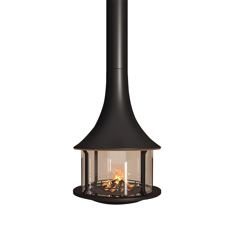European-Style Modern Suspended Fireplace Genuine Artistic Fire Irregular Shape Steel for Hotel Villa Warmth Living Room Decor