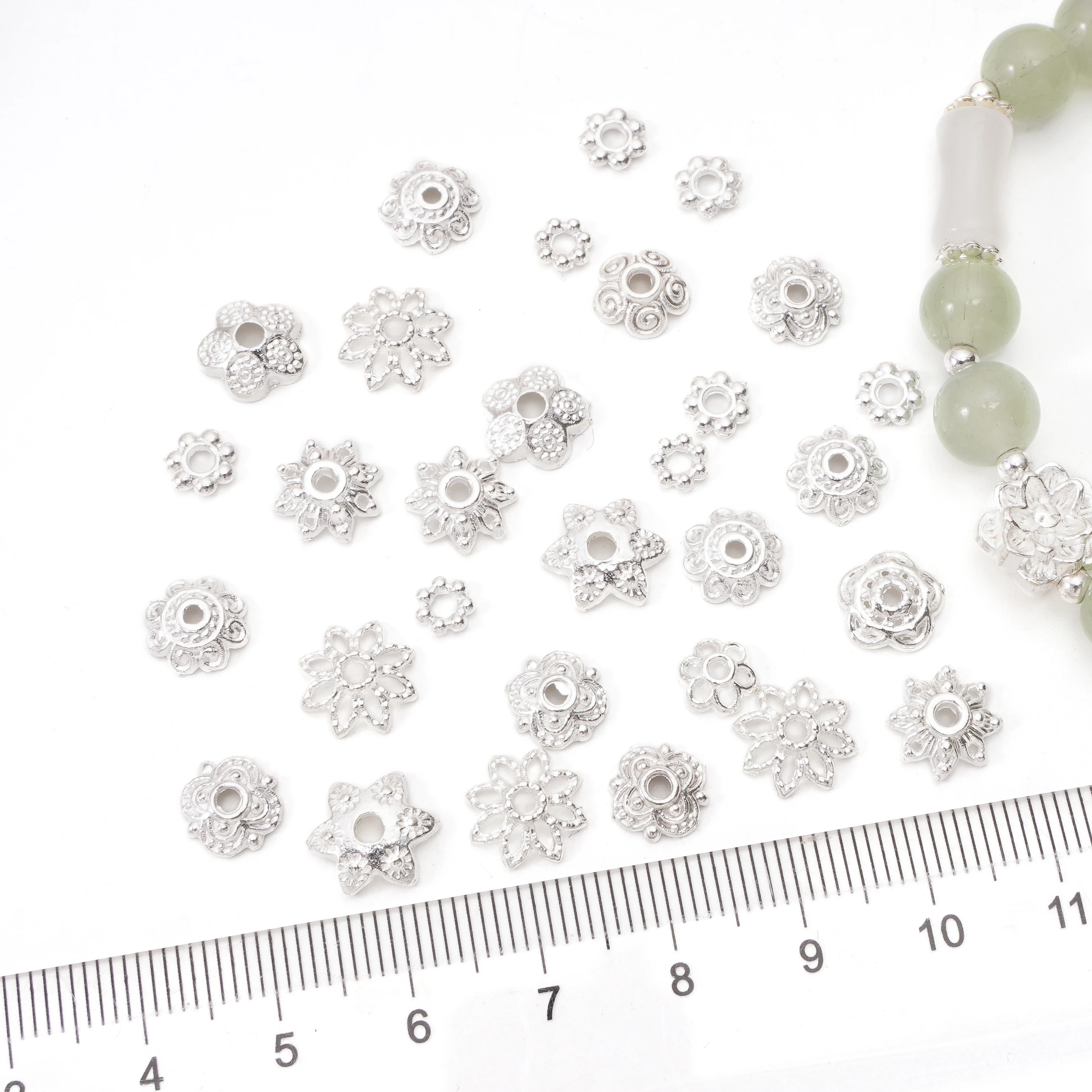 20-50pcs End Caps Beads Connectors Spacer Beading Loose Silver Gifts girl beads DIY Earring Bracelet Jewelry Crafts Making